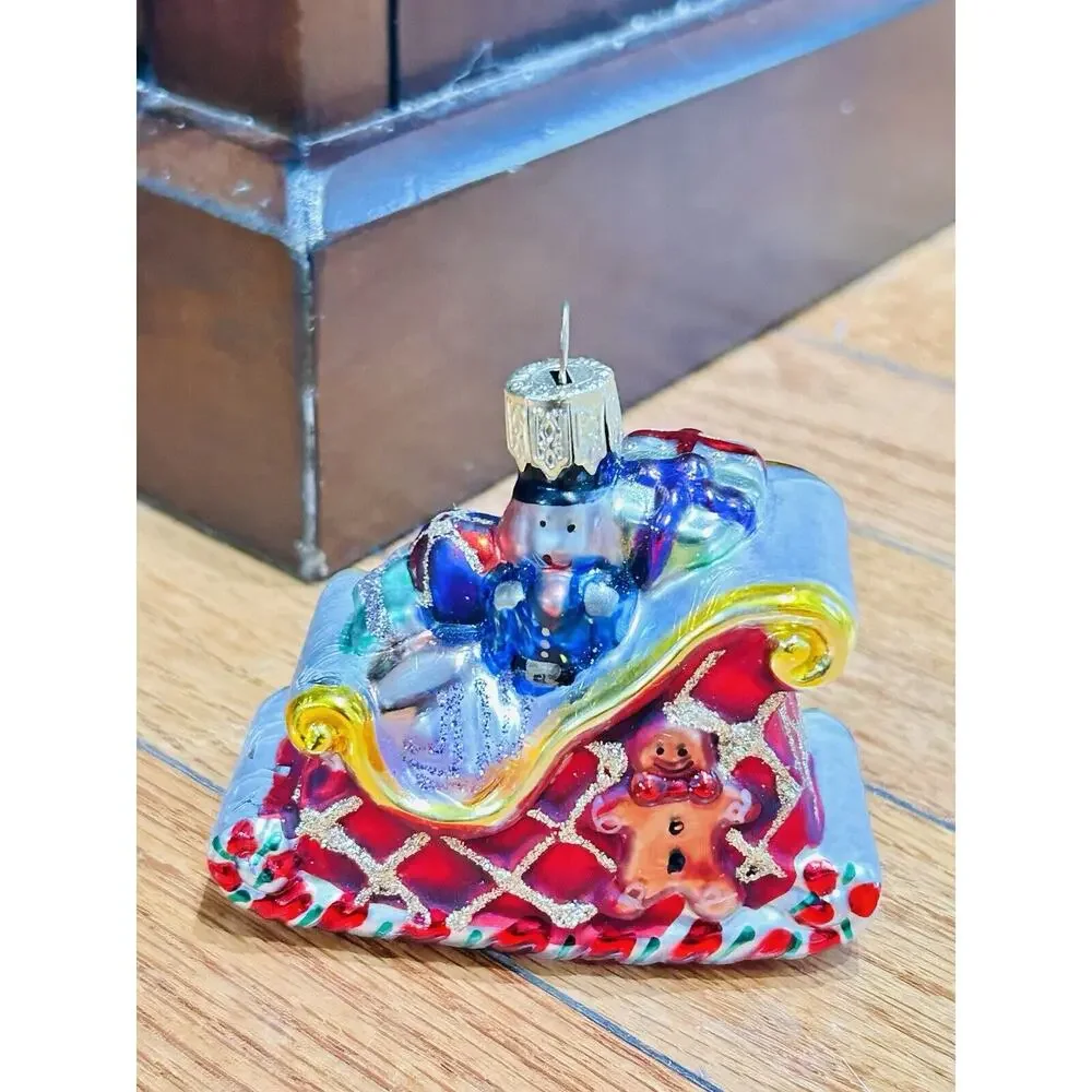 mercury‎ glass sleigh ornament